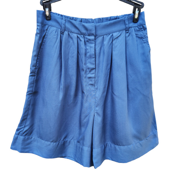 Nordstrom Medium Blue Ensign Wide Leg Shorts Elastic Waist Pockets Summer NWT - Picture 1 of 13